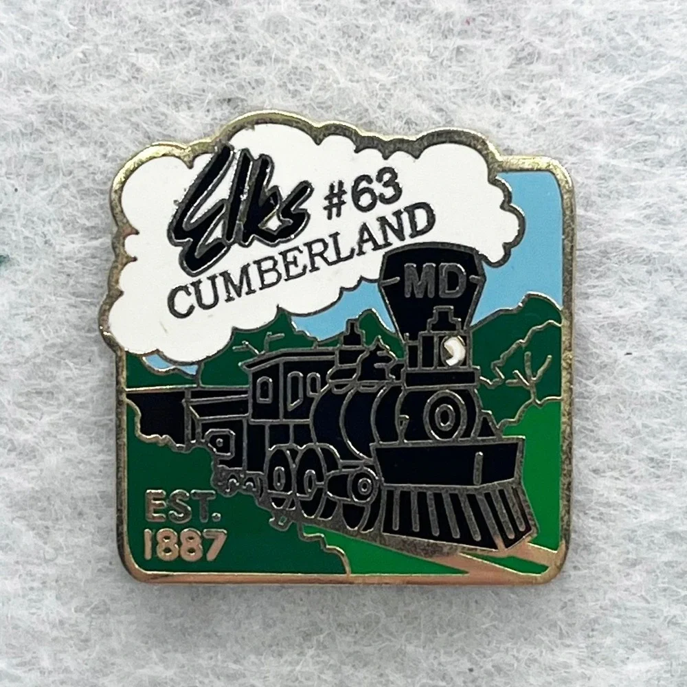 🔮 5/$25 Vintage Elks #63 Cumberland Maryland Train Pin